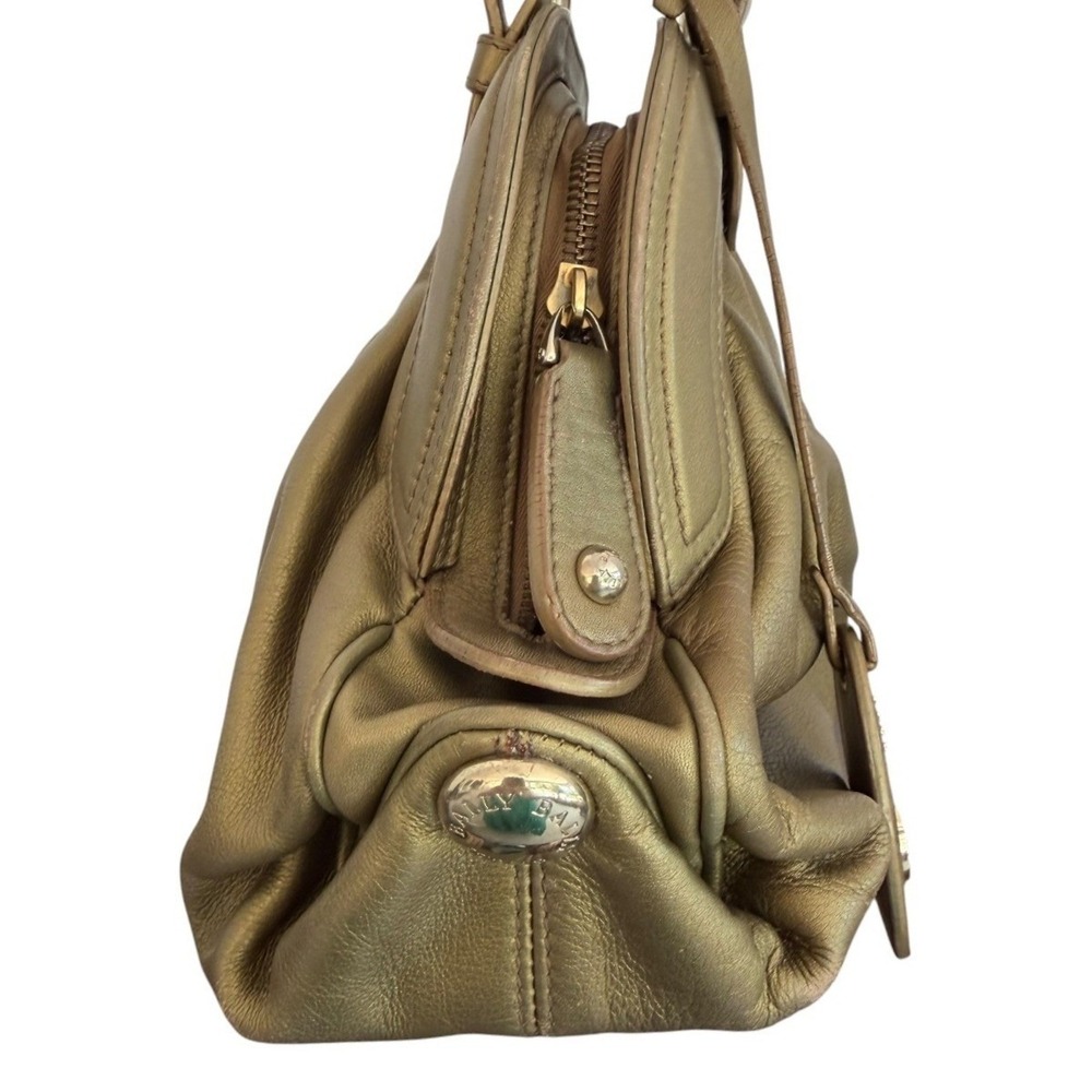 Bally Metallic Gold Leather Satchel Handbag Knotted Handles EUC Italy Purse - Picture 8 of 16